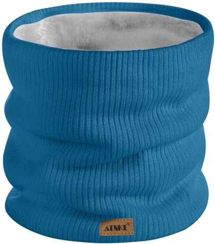 ATNKE Winter Warm Halsschlauch Verdicken Sie Winddichte Schals Staub Gesichts Maske Ski Doppel Lagen Fleece Gefüttert Strick Schal Geschenke für Männer und Frauen/Peacock Blue