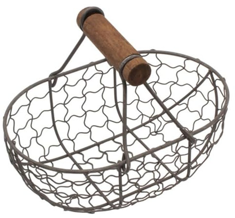 Wedhapy Panier à œufs Vintage Petit Porte œufs en métal avec poignée Panier de Rangement de Cuisine Rustique Noir Organisateur de comptoir pour œufs Frais Pain Fruits légumesPanier à œufs Porte œuf