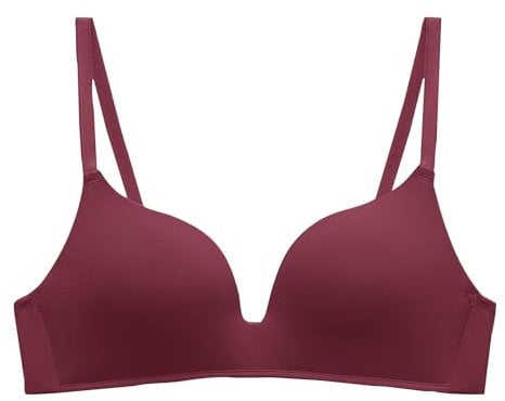 of 5,Women Comfort no Wire Bras Seamless no Show Bra Pack - Front Fastening Padded Racer Back Bras for Women UK - Front Fastening Sports Wine