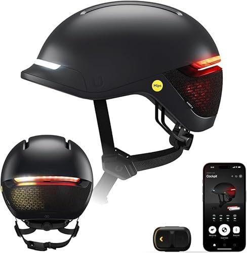 Unit 1 FARO Smart Helm | MIPS & LED-Leuchten | Zertifiziert für Fahrräder, E-Bikes und Roller | Unfallerkennung, Blinker und Bremslichter | iOS/Android-App-kompatibel (Groß)