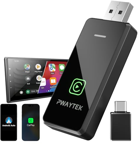 Adaptador inalámbrico para coche Android y Carplay, adaptador inalámbrico CarPlay para iPhone, convierte cableado en inalámbrico, compatible con iOS 10+ y coches a partir de 2015, Plug & Play, USB A/C