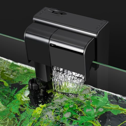 SOUSLOW 5w Filter für Aquarium, Fischtankfilter, Einstellbarer Wasserfluss, Sauerstoffzirkulation Wasserfall, Wasserfallfilter, 450 l/h für 10-100 Liter Fischtank
