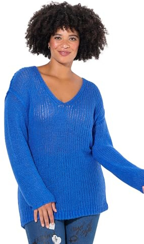 Angel of Style Damen große Größen Übergrößen Plus Size Pullover, Oversized, Ballonärmel, V-Ausschnitt. blau 48 830216769-48