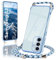 Micoden Handykette für Samsung Galaxy S25 Hülle, Necklace Handyhülle mit Band Kameraschutz Herz Love Design Galvanik Silikon TPU Case Kordel zum Umhängen Schutzhülle für Samsung S25, Blau
