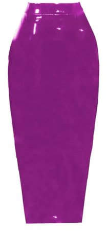 XINLIANYI Pelle lucida lucida di brevetto di Femme delle donne della vita alta della gonna di Midi della matita esile nera personalizzabile, Fucsia, 3XL