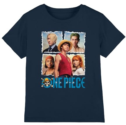 Netflix Boy's One Piece Straw Hat Group Kids T Shirt T-Shirt (Pack of 1)