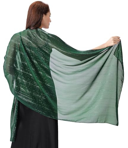 Ladiery Damen Schals und Tücher für Abendkleider, Leichtes Weiches Chiffon mit Glitzernden Strasssteinen, Formelle Schals und Tücher für Hochzeiten