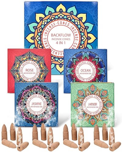 Cônes d'encens à Reflux - Océan Lavande Jasmin Rose pour Yoga Cadeau et Méditation