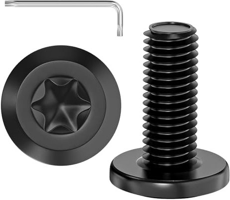 Wavanta Lot de 20 boulons M5 M5 x 12 mm à tête plate Torx en acier inoxydable 304 à filetage complet en oxyde noir avec clé Torx