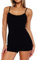 Dressmine Womens Adjustable Shoulder Strap Yoga Jumpsuit Ribbed One Piece Cami Lace Top Sleeveless Bodycon Loungewear Black XL