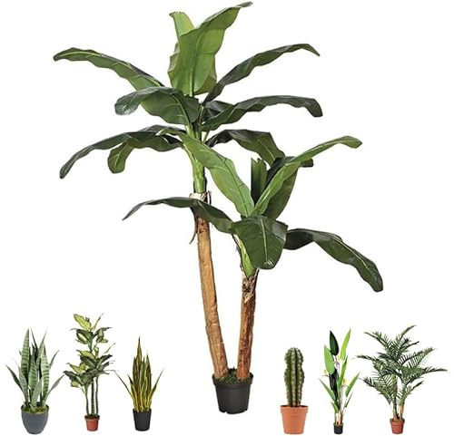 Suinga Planta Artificial Platanera 180cm con Macetero | Ideal para Decoración de Jardín Interior y Exterior | Plantas de Plástico Realistas para Ambientes Modernos | Resistente UV