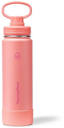 ThermoFlask 24oz Double Wall Vacuum Insulated Stainless Steel Water Bottle with Spout Lid, Coral