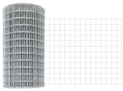 vidaXL Zaun mit Pfosten Silber 0,4 x 25 m Stahl, Verstellbare Außenumzäunung, moderner Gartenzaun, Stabiler Raumteiler, vielseitige Sichtschutzlösung für Gärten