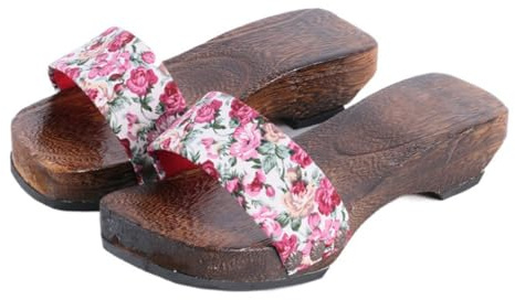 YCZHD Mujeres Zapatilla,Japonés Tradicional Geta Madera Zuecos Zapatos,Arrastre de una Palabra Japonés Antideslizante Madera de Ligera Sensación Casuales Sandalias(Size:EU 38,Color:Rosa)
