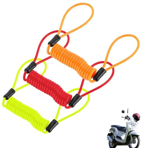 3 Pcs Disc Lock Reminder Cable, Reminder Spring Cable for Motorcycle Disc Lock, Motorbike Accessories, Motorcycle Accessories for Alarm Disc Brake Lock Warning Cable Anti Heft Spring Reminder Coil