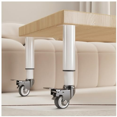 Höhenverstellbare Tischbeine aus Metall mit Rollen, pulverbeschichtet, wasserdicht, rostfrei, 300 kg Tragkraft, einfache Montage, 4er-Set, perfekt für Zuhause und Büro