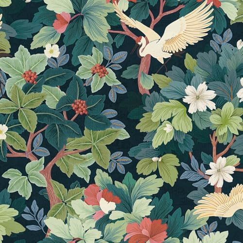 Profhome Flowers Wallpaper 791862-GU Non Woven Wallpaper Blue Pink White Light Green 0.53 m x 10.05 m / 5.33 sqm
