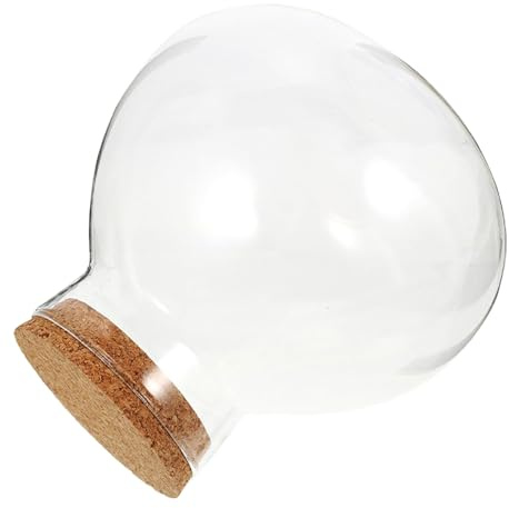 Rundes Terrariumglas mit Korkdeckel, 1 Stück, Verschlossen | Glas und Kork, für Kleine Gegenstände und Luftpflanzen, für Büro oder Wohnräume, Pflegeleicht