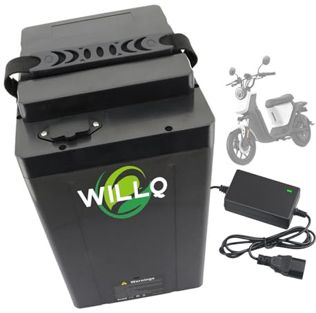 WILLQ Batterie au Lithium Remplacement pour Moto 48V 60V 72V Capacités 18AH 20AH 22AH 22.5AH 24AH 25AH 28AH 30AH 40AH 50AH avec Chargeur et BMS