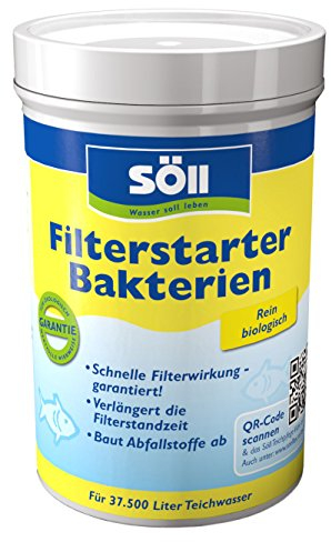 Söll 81439 FilterstarterBakterien 250 g - hochreine Mikroorganismen, Schadstoffabbau, verlängerte Filterstandzeit im Gartenteich Fischteich Koiteich Schwimmteich