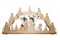 Erzwelt Original Erzgebirge 3D Schwibbogen Schneemannfamilie im Wald 7 Kerzen Lichterbogen, Holz, Beige, 32 x 56 x 5 cm