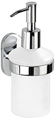 WENKO Power-Loc® Seifenspender Puerto Rico - Flüssigseifen-Spender, Befestigen ohne bohren Fassungsvermögen: 0.2 l, Zinkdruckguss, 7 x 17 x 10 cm, Chrom