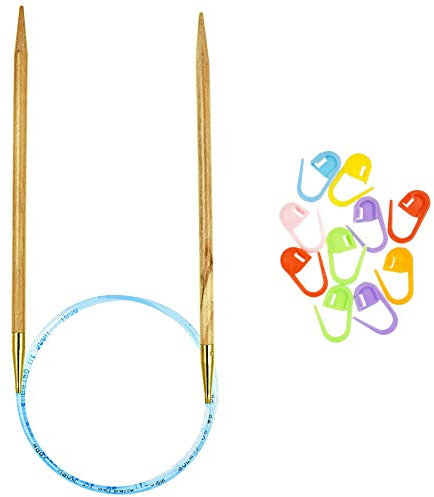 Addi Bundle: Olivenholz rund 20 (50 cm) Stricknadeln + 10 artsiga Crafts Maschenmarkierer, Olivenholz, Size-US-08-(5.00mm)