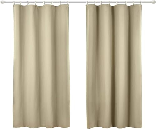 WOLTU Vorhang Blickdicht Gardinen mit Kräuselband für Schiene, 2er Set Leichte & weiche Verdunklungsvorhänge wärmeisolierend Thermovorhang Kälteschutz für Wohnzimmer Schlafzimmer, 135x175cm, Sand