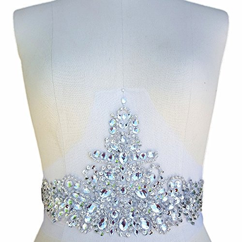 Neue Exquisite Pure Handarbeit ab FARBE BRIGHT Kristall Strass Aufnäher Aufbügler Patches Aufnäher mit Steinen Pailletten Perlen für Hochzeit Kleid DIY Handbuch Zubehör Gürtel Taille Dekoration 18 x
