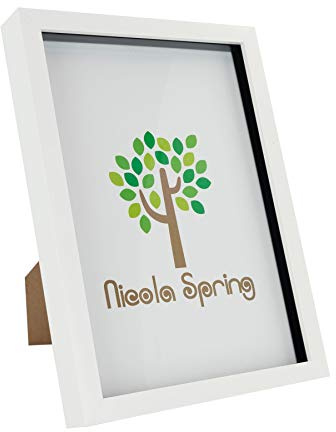 Nicola Spring 3D Shadow Box Photo Frame - 8x12 (20x30cm) - Pack of 1 - White 3D Photo Frame Box A4 Picture Portrait Display Case for Crafts, Keepsakes, Wedding, Graduation
