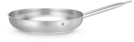 HENDI Bratpfanne, geeignet für alle Herdarten, flacher Boden, hitzebeständiger Griff, Aufhängeöse, Universalpfanne, ø320x(H) 58mm, Edelstahl, Aluminium