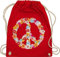 Turnbeutel Rucksack - Sprüche Statement - Peace Flower Power Hippie Peace Zeichen I Friedenszeichen I 90er I 70er - Unisize - Rot - festival turnsack mit aufschrift 90s beutel sportbeutel retro