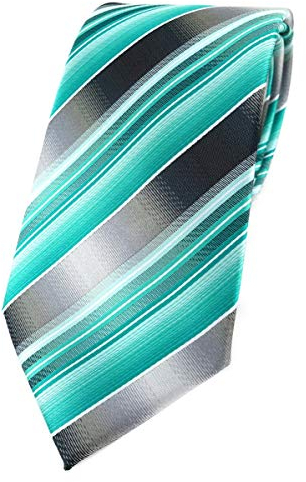 TigerTie Designer Krawatte in mint grün silber anthrazit grau gestreift