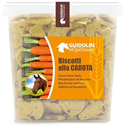 Guidolin Horses Carrot Equisnack – Biscotti per Cavalli con veri pezzi di Carota Snack Naturale e artigianale 2 kg