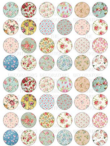 48 edible mini Vintage Floral Style party decorations for Fairy or Cupcake Cake Toppers Wafer Rice Paper