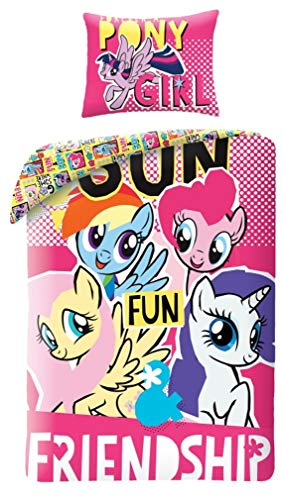 Halantex - MLP2003BL - My Little Pony Friendship Friendship Freundschaft mit wendbarer Tasche, Bettbezug und Kissenbezug, mehrfarbig, 100 % Baumwolle, 140 x 200 cm + 70 x 90 cm