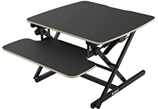 FLYTTA RISER [70] | Elegant Height-Adjustable Standing Desk Converter with Plywood Edging. (Small, Black)