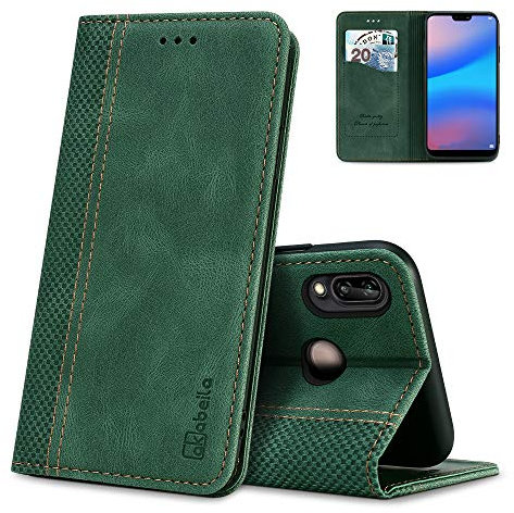 AKABEILA Hülle Kompatibel mit Huawei P20 Lite 2018 Handyhülle Case PU Leder Klapphülle Silikon Schutzhülle Brieftasche Kartenfach Ständer Magnetisch 5.84 Zoll