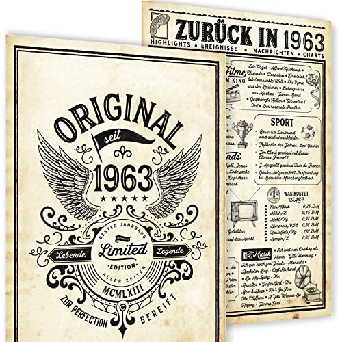 mojoliving 62 Geburtstag Geschenk | lustige 1963 Geburtstag Poster | Deko 62 Geburtstag Frauen | Deko 62 Geburtstag Männer | 1963 Geburtstag Frauen/Männer | 62 Geburtstagskarte