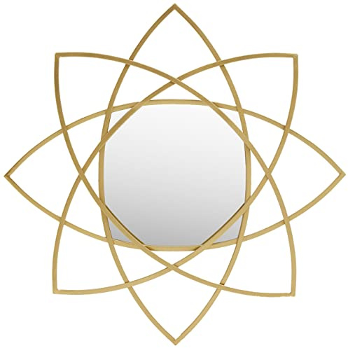 Premier Housewares Modern Wall Mirror for Bedroom/Star Shaped Wall Mirror For Living Room/Stylish Gold Finish Wall Mirrors for Hallway W92 x D5 x H92cm/ Stylish Mirror
