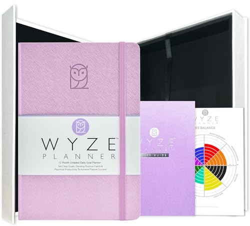 Wyze Planner Undatierter Tagesplaner - 1-Jahres-B5-Produktivitäts-Organizer mit zweiseitiger Wochenübersicht, Zielsetzung, Gewohnheitstracker, wöchentliche und monatliche Seiten - Hardcover