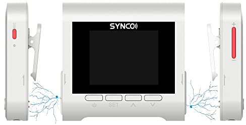 SYNCO G3 Lavalier Wireless Microphone 2.4GHz With Charging Case 1-Trigger-2 with 1.8-inch LCD Screen for DSLR Camera Camcorder Smartphone PC Laptop for YouTube VLOG Streaming Broadcast White