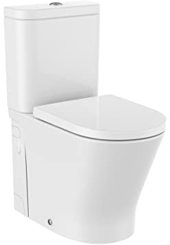 Roca A34T0N2000 PACK Inodoro Adosado Pared, The Gap Round D-Trit, Cisterna, Asiento y Triturador, Color Blanco