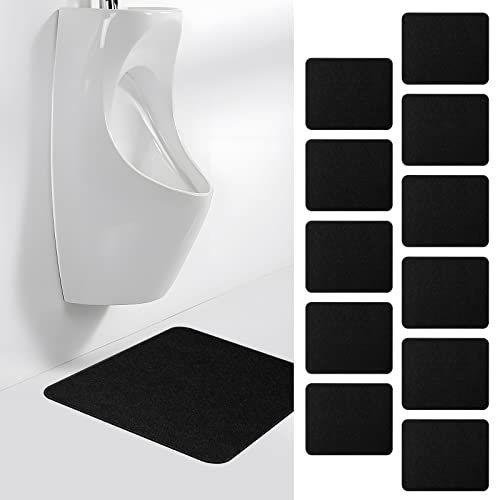 HBGOTL Urinal Mats for Men Bathroom (12 Pieces) | Urinal Pads | Urinal Floor Mats Under Urinal | Anti-Slip | Super Absorbent | Long Lasting | Black | Rectangular Shape