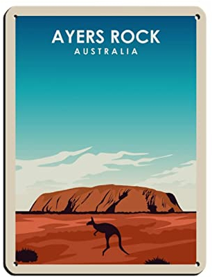 Oudrspo Vintage Travel Poster Ayers Rock Travel Poster Blechschild Vintage Metall Pub Club Cafe Bar Home Wandkunst Dekoration Poster Retro 30,5 x 40,6 cm