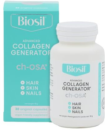 Biosil Collagen Generator - 30 cápsulas - Con el complejo patentado ch-OSA - Genera y protege tu propio colágeno - Libre de OGM - Suministro para 15 días