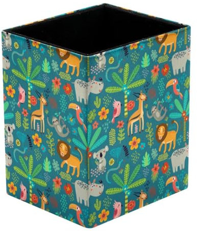 VAPOKF Pencil Holders for Desk, Animals in Jungle Prints Pen Holders Pen Pot Makeup Brushes Storage Desktop Stationary Supplies Organiser for Home Office