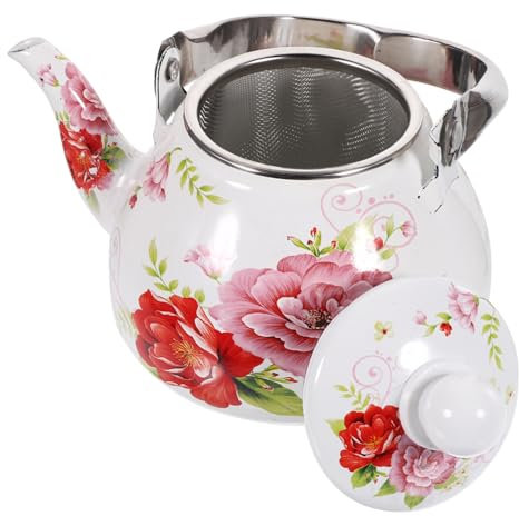 LIFKOME Bollitore Smaltato 1 Litro Teiera Per Tè Sfuso Bollitore Per Fornelli Teiera Decorativa Floreale