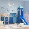 Festnight Hochbett Kinder mit Rutsche Leiter Spielbett mit Turm Kinderbett 80x200 cm Kinderhochbett Vorhang Etagenbett Hausbett Holzbett Einzelbetten Jugendbett Bettgestell Rutschbett Halbhochbett
