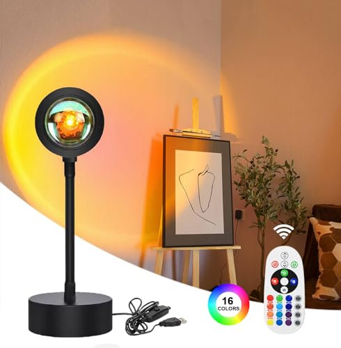 STHomedeco Sunset Lamp LED Projector Lights for Bedroom Mood Lighting 360 ° Rotating Sunlight Lamp Aesthetic Room Decor Gifts for Women Birthday Unique (RGB)